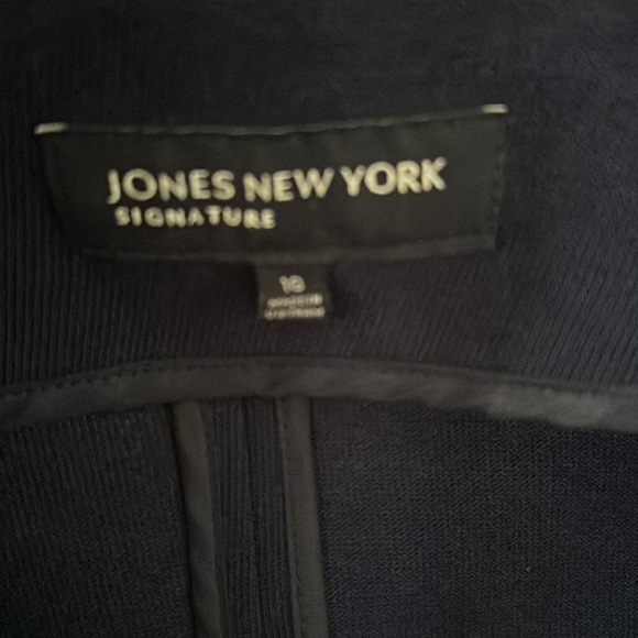 Jones New York Signature Navy Cotton Blazer, Size 10 - Picture 4 of 5
